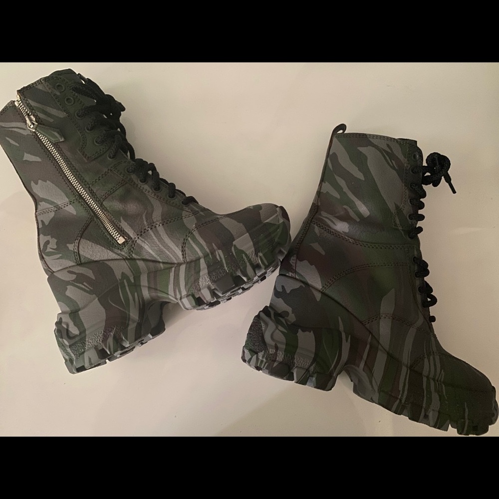 Brand New Miu Miu Camo, Double Platform Boots